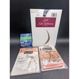 Lot of 4 Mixed Vintage Pantyhose Size A - L'eggs, No Nonsense, Hanes - READ